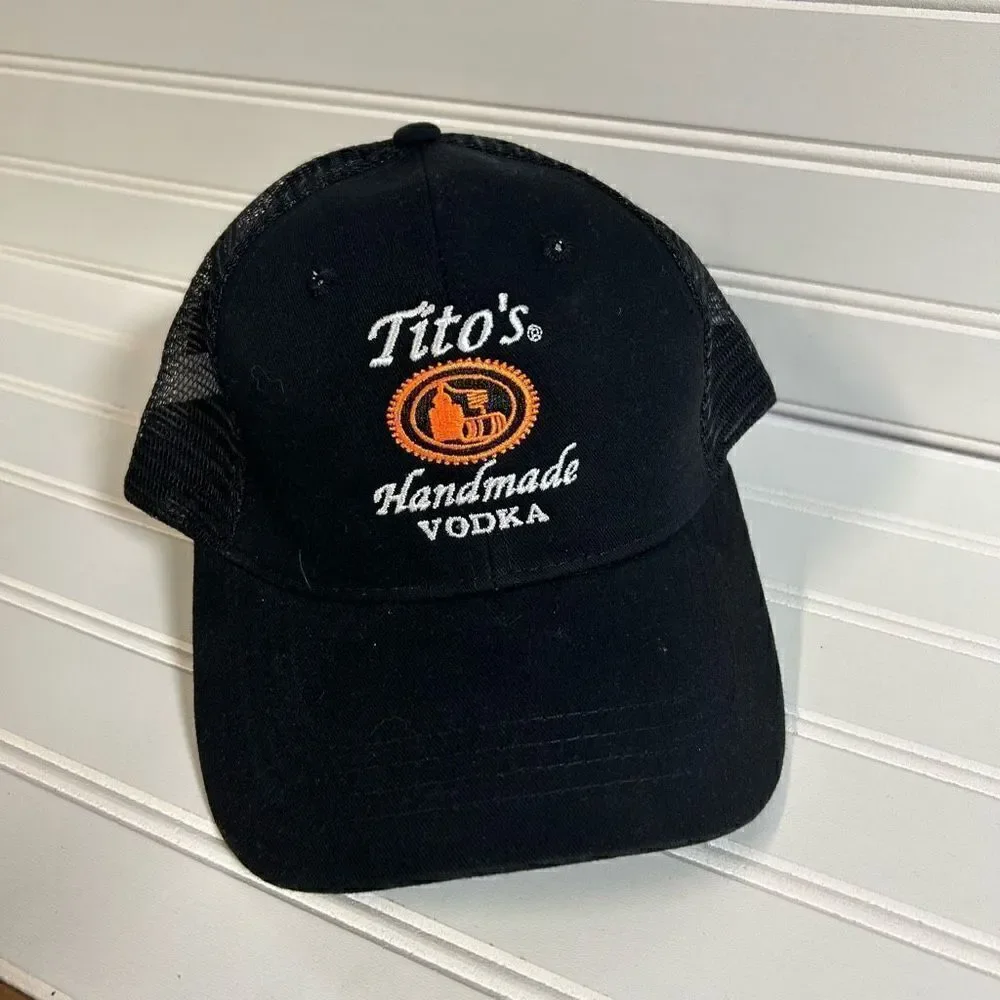 Tito's Vodka Handmade Austin Texas Black Mesh Snapback Hat Cap